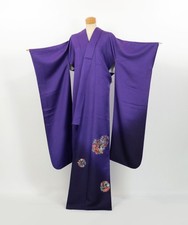 Kimono / Furisodo de seda vintage com borboletas e flores bordadas / 2507314 comprar usado  Enviando para Brazil