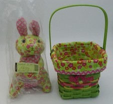 Cesta de Páscoa Longaberger com tampa protetora floral forro de coelho de pelúcia com gravata 2011 comprar usado  Enviando para Brazil