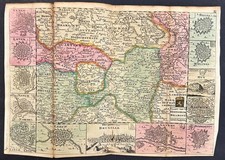 BRABANCJA BELGIA 1735ca DE LA FEUILLE NIEZWYKŁA ANTYCZNA MIEDZIANA GRAWEROWANA MAPA na sprzedaż  Wysyłka do Poland