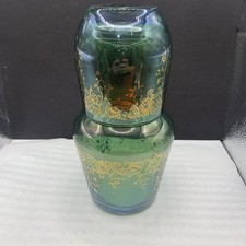 Garrafa de água de cabeceira de vidro SC Line verde e dourada filigrana Itália comprar usado  Enviando para Brazil