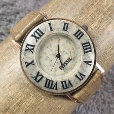 Usado, Vintage Fóssil Masculino Vestido Mostrador de Pedra Couro Caixa de Cobre Relógio Quartzo 36mm 7 1/4" comprar usado  Enviando para Brazil