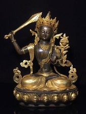 Espada de bronze dourada 12" Manjushri tara Kwan-Yin GuanYin estátua de Buda da deusa, usado comprar usado  Enviando para Brazil