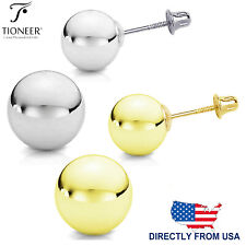 Brincos de ouro 14K minimalista redondos ocos bola parafuso traseiro orelha 2mm a 8mm, usado comprar usado  Enviando para Brazil