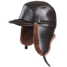 Boné de pele russo unissex genuíno lã shearling couro caçador pico Ushanka comprar usado  Enviando para Brazil