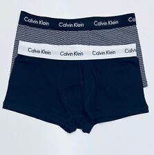 Boxer masculino Calvin Klein logotipo algodão pacote duplo (preto/listra) RRP £36 comprar usado  Enviando para Brazil