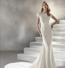 Vestido de Noiva Pronovias Valeria Tamanho 10 (42) Longo Trem Off White Ajustado comprar usado  Enviando para Brazil