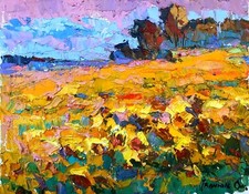 Pintura a óleo campo de girassol Kalenyuk O. decoração original sem moldura nKalen1129, usado comprar usado  Enviando para Brazil