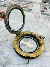 Vintage Antigo Alumínio 12" Canal Barco Porthole Porta Janela Vidro Redondo Casa, usado comprar usado  Enviando para Brazil