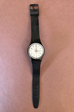 VINTAGE Relógio Suíço Swatch Unissex Pulseira Preta com Rosto Branco Hora/Data FUNCIONANDO comprar usado  Enviando para Brazil