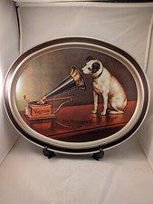 Usado, Bandeja de metal vintage RCA Victor Nipper the Dog His Master's Voice Fabcraft NJ oval comprar usado  Enviando para Brazil