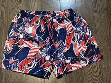 Shorts esportivos masculinos Nike vermelho branco e azul logotipo com forro interno tamanho M novo sem etiquetas comprar usado  Enviando para Brazil