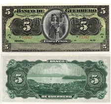 MÉXICO, BANCO DE GUERRERO, 5 PESOS 1906-1914 UNC comprar usado  Enviando para Brazil