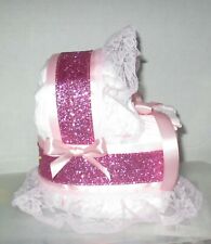 Berço de fralda rosa e rosa glitter para meninas chá de bebê presente peça central comprar usado  Enviando para Brazil