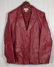 Jaqueta de couro vermelha vintage Chadwicks feminina tamanho 16 anos 90 clássica casaco de dois botões comprar usado  Enviando para Brazil
