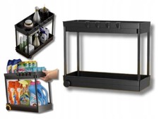 Organizer do kuchni, łazienki, szafek, spiżarni, 2 poziomy z 4 haczykami na sprzedaż Organizer do kuchni, łazienki, szafek, spiżarni, 2 poziomy z 4 haczykami na sprzedaż  PL