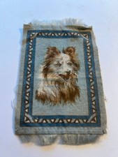 Mini tapete antigo de feltro tabaco com franjas e moldura Collie 5" x 3 e 1/4" vintage comprar usado  Enviando para Brazil