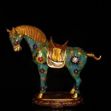 Usado, Estátua de cavalo Cloisonne Usher antiga chinesa antiga de bronze requintada 10,6" comprar usado  Enviando para Brazil