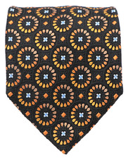 Gravata masculina Palio 100% seda jacquard círculos foulard preto cobre GG 62 x 3,75 comprar usado  Enviando para Brazil