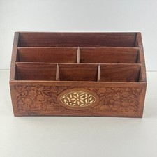 Organizador de mesa de madeira vintage floral incrustado caixa de madeira divisórias artesanais Índia comprar usado  Enviando para Brazil