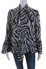Blusa L'Academie Feminina Estampa Zebra Manga Sino Decote V Gola Gravata Cinza Tamanho XS comprar usado  Enviando para Brazil
