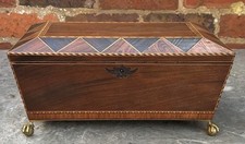 Caixa de costura antiga de mogno georgiano do século XIX com decoração embutida de amostra de madeira comprar usado  Enviando para Brazil