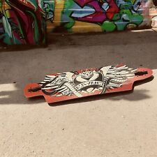 Rayne Hellcat Longboard Skate Deck Vermelho Preto Coração Coroa Asas Raro 2009 comprar usado  Enviando para Brazil