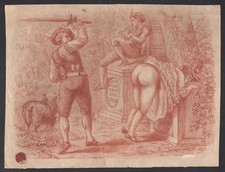 Usado, Flagellanti Flagellant Erotica Disegno Disegno A Rötel 19° Secolo comprar usado  Enviando para Brazil