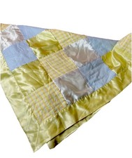 Cobertor de segurança Tykes Carter's Baby cetim sedoso 30" amarelo branco patchwork macio comprar usado  Enviando para Brazil