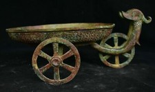 Vaso de comida bandeja placa carro besta dupla dinastia bronze antiga porcelana 12" comprar usado  Enviando para Brazil