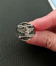 Anel de prata Thunderbird vintage Fred Harvey Era charuto banda estilo flechas tamanho 9 comprar usado  Enviando para Brazil
