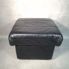 Black leather pouffe for sale  PLYMOUTH