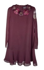 Vestido para mujer Aguja e hilo forrado escote floral borgoña talla 2  segunda mano  Embacar hacia Mexico