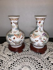 "Jarrones chinos de porcelana Guangxu Famille Rose 100 mariposas de 5,5"" con soportes" segunda mano  Embacar hacia Mexico