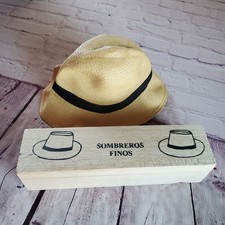 Chapéu dobrável Montecristi Panamá Fedora em caixa de madeira palha toquilla Equador  comprar usado  Enviando para Brazil