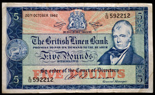 El Banco De Lino Británico, 20 De Octubre De 1962, A. Anderson, £5 Libras. 2X comprar usado  Enviando para Brazil