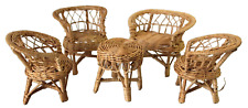Lote 5 Móveis Vintage para Casa de Bonecas de Vime Conjunto de 5 Peças Cadeiras Sofá Mesa Rattan comprar usado  Enviando para Brazil