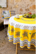 TOALHA DE MESA REDONDA FRANCESA PROVENÇAL ALGODÃO 71" "LAURIS AMARELO" - Feita na França comprar usado  Enviando para Brazil