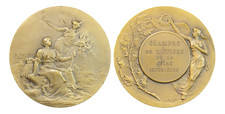 P230, França, c1900 Medalha de Bronze Art nouveau, Colmeia de Abelhas, Trem, Ferrovia, Mercúrio comprar usado  Enviando para Brazil