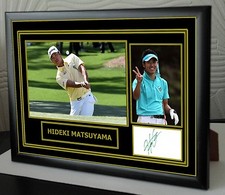 Impressão fotográfica em tela emoldurada de golfe Hideki Matsuyama assinada "ótimo presente" comprar usado  Enviando para Brazil