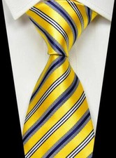 Nova gravata masculina clássica listrada amarela azul 100% seda 3,15"" (8cm) comprar usado  Enviando para Brazil