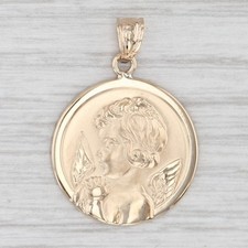 Ángel Guarda Colgante 14k Oro Amarillo Oración Protección Token Querubín, usado comprar usado  Enviando para Brazil