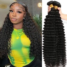 Pacotes de extensão de cabelo humano 100% cabelo humano ondas profundas para mulheres negras comprar usado  Enviando para Brazil