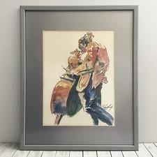 Pintura original em aquarela assinada por Michael Smiroldo violoncelo jazz NOLA comprar usado  Enviando para Brazil