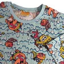 Usado, Camiseta Bob Esponja Nickelodeon XL Azul Gotejante Streetwear Skatista Boi Mistura de Algodão comprar usado  Enviando para Brazil