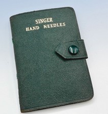 Vintage SINGER Agulhas de Costura à Mão Couro Verde Pasta de Bolso Original RARO, usado comprar usado  Enviando para Brazil