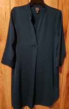 VESTIDO FEMININO WORTHINGTON TAMANHO PEQUENO SACO, AZUL-PETRÓLEO, DECOTE EM V DIVIDIDO, PREGA FRONTAL, NOVO SEM ETIQUETAS comprar usado  Enviando para Brazil