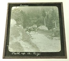 Usado, Antiga lanterna mágica de vidro P&B Slide Suíça Swiss Path Up The Rigi c1900 comprar usado  Enviando para Brazil