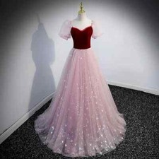 Vestidos de noite personalizados linha A mangas folhadas brilhantes vestidos de festa de formatura de tule comprar usado  Enviando para Brazil