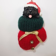 Enfeite de árvore de Natal Labrador preto filhote vermelho luva difusa sinos 6" feriado comprar usado  Enviando para Brazil