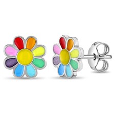 Brincos esmaltados Rainbow Daisy para crianças/crianças/meninas - Prata esterlina comprar usado  Enviando para Brazil